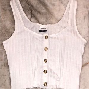 Ribbed White Cropped Tank